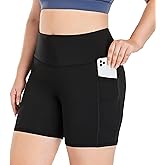 ZERDOCEAN Women's Plus Size 8" / 5" High Waist Biker Shorts Yoga Workout Sports Athletic Running Shorts with Pockets