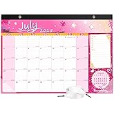 Desk Calendar 2026 with Clear Waterproof Cover 17 x 12 inch 18 Months Wall Calendar Runs from Jul. 2025 to Dec. 2026 School Year Calendar for Schedule Organization Monthly Planner, Pink