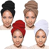 PWEOUKE Head Wraps for Black Women African Head Wrap Lightweight for Women Long Plain Turban Hair Scarf Scarves