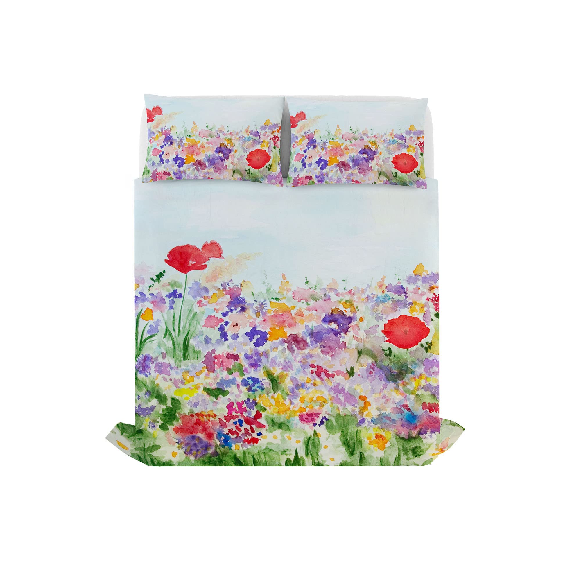 Sogni d'Autore Bed Linen Set (Flat Sheet 255x300cm + 2 Pillowcases 52x82cm with Internal Flap), SD23, 100% Cotton, DOUBLE