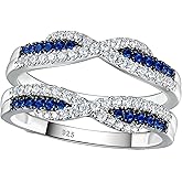 SHELOVES Blue Sapphire White CZ Ring Enhancer for Engagement Rings Infinity Wrap Guard 925 Sterling Silver 5-10
