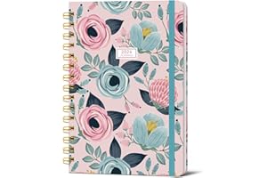 GETINK 2024 Planner Daily Weekly and Monthly for Women, Jan.2024 - Dec.2024, Hardcover Agenda 2024 Calendar Planner Book with Monthly Tab, Spiral Bound, Inner Pocket, 6”×8.5” Floral Blue