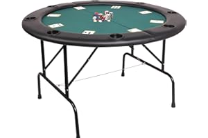 DC DICLASSE Round Folding Poker Table, 8 Players Card Table with Plastic Cup Holder, Texas Hold 'em Poker Table for Blackjack Board Game,Casino Grade Felt Surface, Green