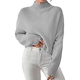 Libsorge Womens Cute Lightweight Turtleneck Ultra Cropped Sweaters Spring 2025 Ribbed Knit Crop Thin Pullover Sweater