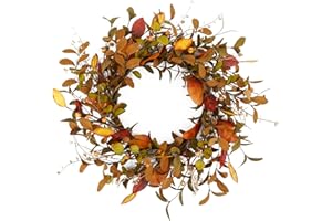 YNYLCHMX 18" Fall Wreaths for Front Door, Artificial Autumn Wreath Fall Door Wreath with Eucalyptus Leaves Berries Magnolia Leaves for Home Porch Window Wall Farmhouse Decor Indoor Outdoor Holiday