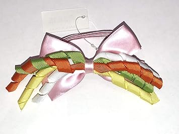 Amazon Com Pink Green Hair Tie Bow Polka Dots Korker Beauty