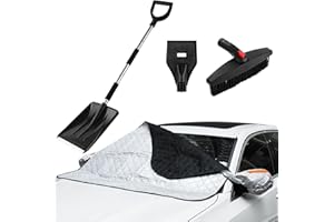 JOYOOLIFE 43'' Snow Shovel for Car, 4 in 1 Portable Snow Shovel 360°Snow Brush, Windshield Snow Cover, Adjustable Snow Shovel Kit, Snow Scoop Sand Mud Snow Removal Tool for Driveway, Car and Outdoor Activities