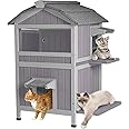GUTINNEEN Outdoor Cat House Weatherproof Outside Feral Cat Shelter 2 Story