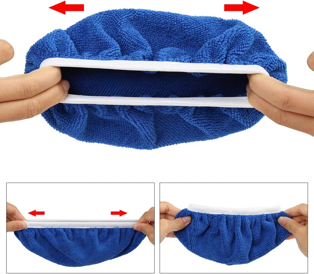 X AUTOHAUX 5pcs 9-10 Inch Soft Microfiber Car Waxing Polisher Pad Bonnet - Image 4