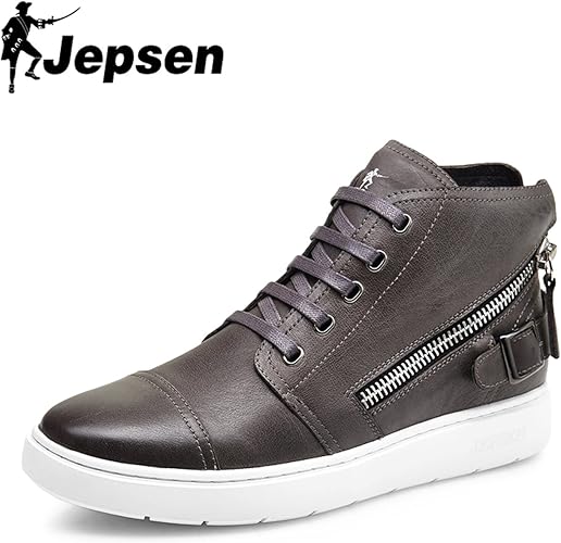 Amazon Jepsen ジェプセン ハイカットスニーカー メンズ スニーカー ハイカットメンズ スエード牛革 ラウンドトゥ レースアップ Wd450 グレー色 27 5cm Eu45 スニーカー