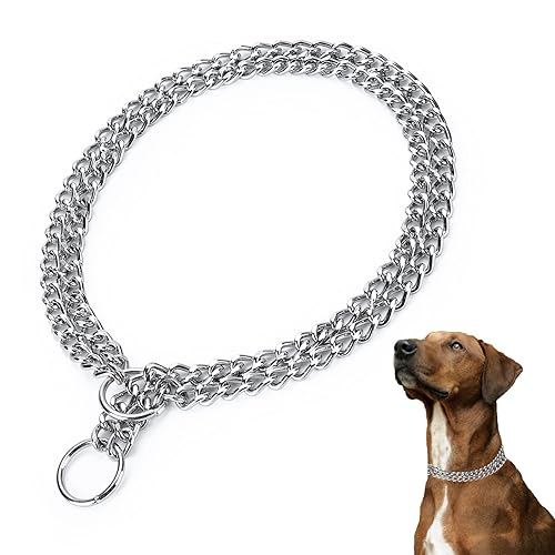 JIPIMON Chain Dog Collar Adjustable Choke Collar Dog Training