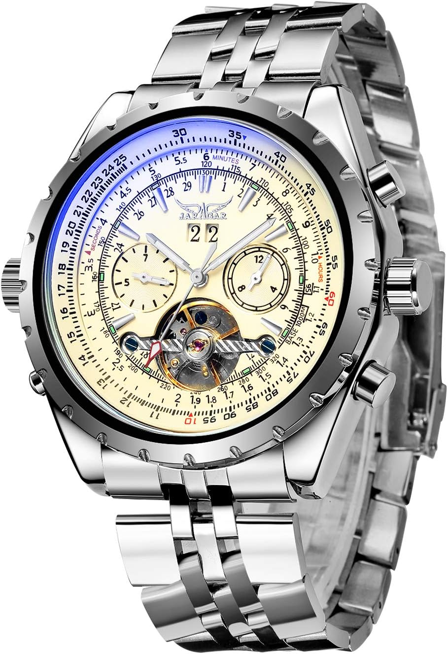Gute Men Automatic Watch,Orkina Leisure Automatic Mechanical Wristwatch Golden Skeleton Luminous Hand