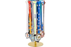 Shimeyao Medal Hanger Honor Display Rotatable Award Holder Rotating Metals Display Rack Adjustable Award Holder Stand 20+ Medals for Soccer Football Running Sports Race