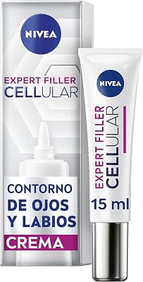 Nivea hyaluron cellular expert filler eye and lip contour (1 x 15 ml), antirrugas com ácido hialurônico e ácido fólico, creme antienvelhecimento com efeito preenchedor em 24 horas