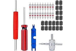 SOKOSEY 44Pcs Valve Stem Removal Tool Set, Including Valve Cores, 4-Way Valve Tool, Valve Core Remover Tool, and Valve Stem Caps