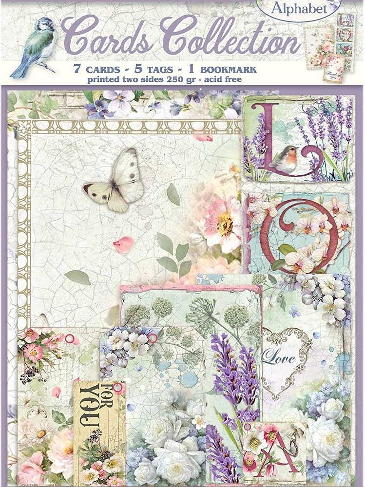 Stamperia International Cards Collection-Flower Alphabet, Various, Mixed