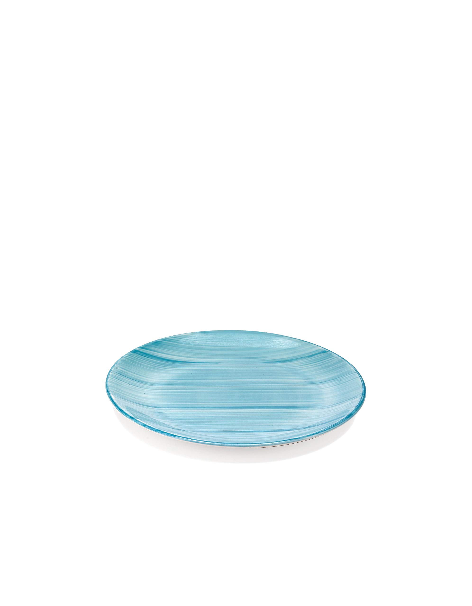 Zafferano Striche - Porcelain Dessert Plate, Diameter 210 mm, Colour Acquamarine, Dishwasher-Safe up to 60° - Set 6 Pieces