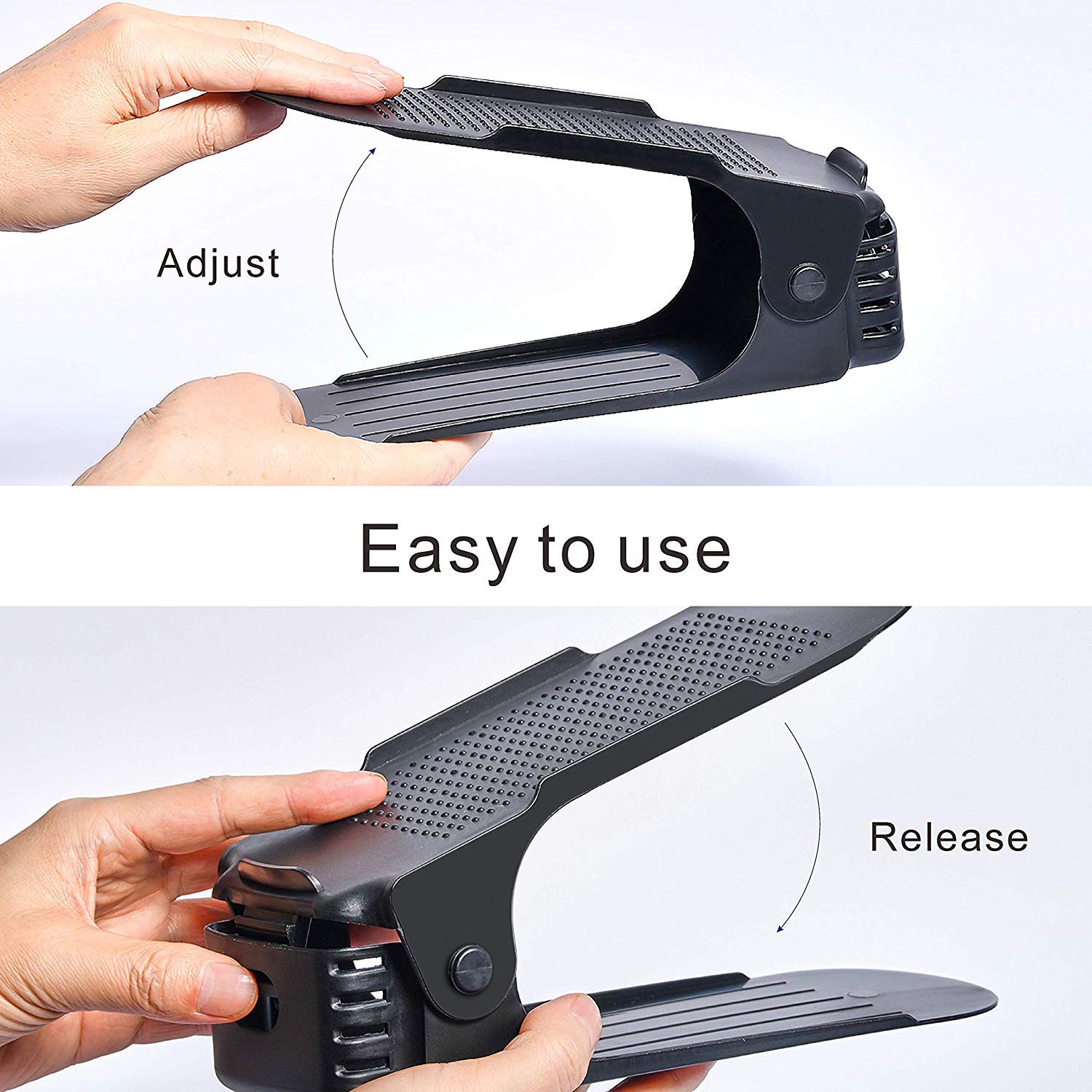 sunvito Set di 8 Portascarpe Regolabili Altezza, Impilabili Salva Spazio, Durevole Shoes Organizer Holder Rack (Nero)