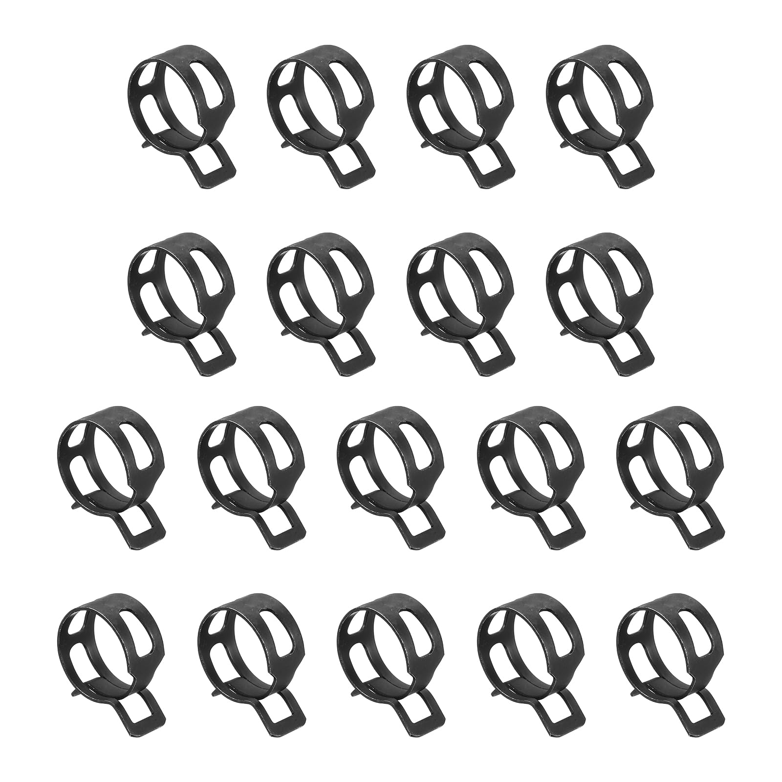 Sourcingmap 18Pcs Spring Band Type Action Fuel/Silicone Vacuum Hose Pipe Clamp, 22mm Low-Pressure Air Spring Hose Clip Clamp for Automotive Oil Pipe Water Pipe, Black