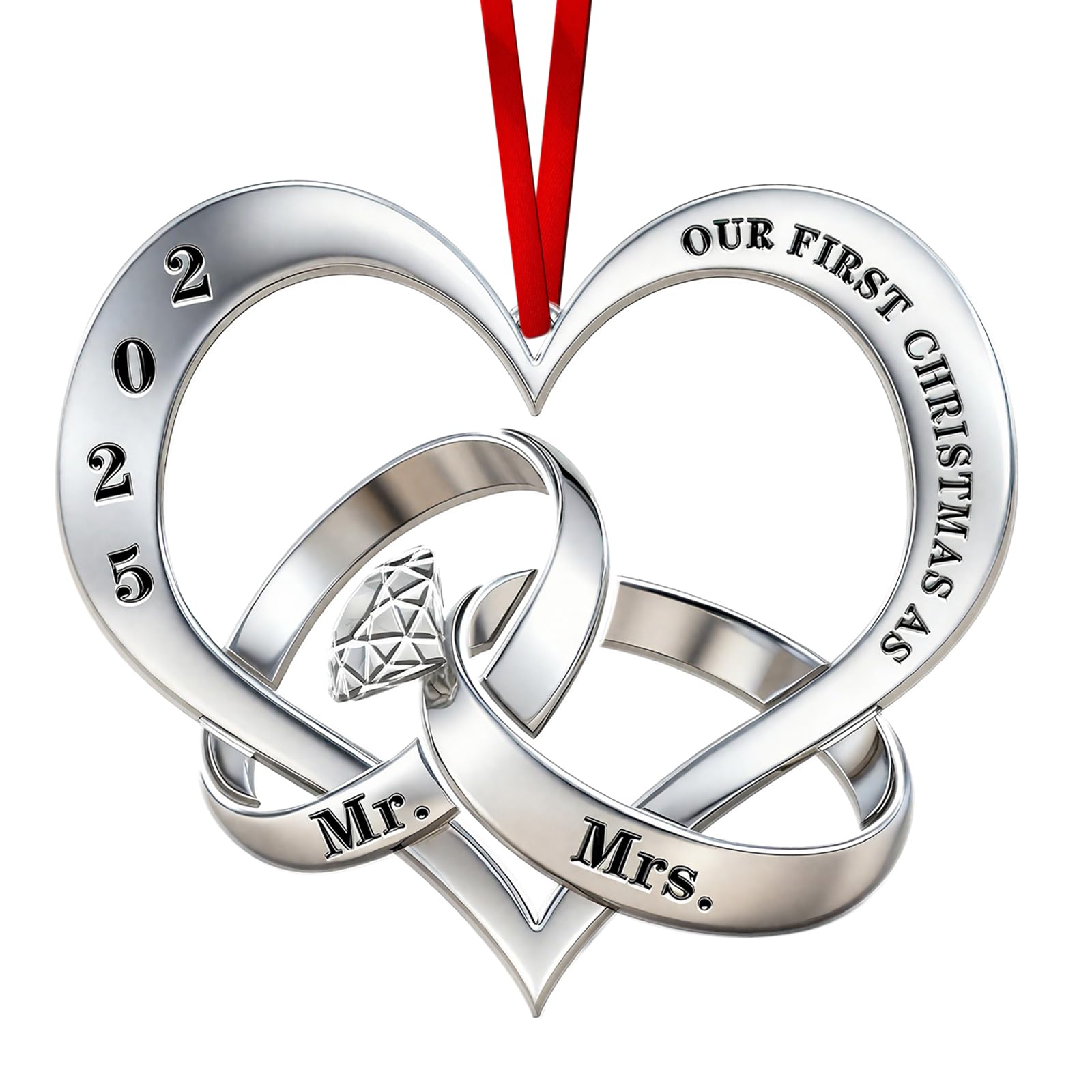 View 1 of 2025 Metal Wedding Gifts for Couples, Our First Christmas As Mr and Mrs Ornament, Married Ornament Mr and Mrs Gifts for Newly Couples Wedding Christmas Ornament 2025 Wife Husband Gift