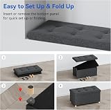 BRIAN & DANY Ottoman Storage Box with 4 Wood Legs Gray 76 x 38 x 38 cm view 4