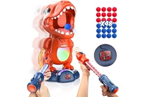 EagleStone Movable Dinosaur Shooting Toys Target Shooting Games w/ 2 Pump Guns, LED Score Record, 48 Foam Balls Target Toy