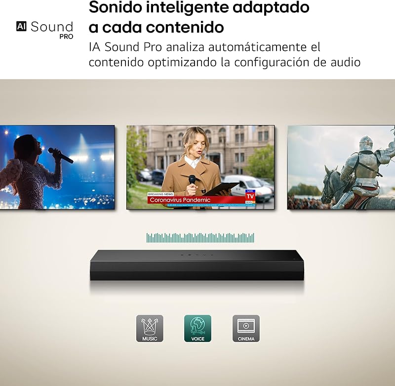 S20A - Barra de Som Inteligente, Bluetooth, 50W, 2.0 Canais, Compacto com Dual Woofer Integrado, Dolby Digital, DTS Digital Surround, Preto
