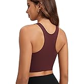ODODOS Racerback Tank Bra for Women High Neck Non Padded Medium Support Sports Bra Workout Yoga Crop Tops