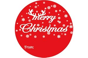 SerpizePaty 120Pcs Large Merry Christmas Stickers, 2" Christmas Labels for Gifts with Snowflake Antlers, Xmas Name Tags Stickers, Xmas from Stickers for Ornament Envelope Goodie Bag Xmas Decor