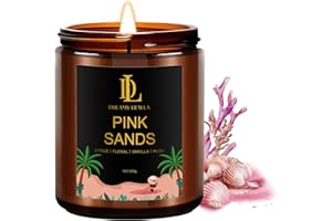 DL DREAMY DEWLA Pink Sands Candles, 7oz Pink Sands Scented Candle, Natural Soy Candles for Home Scented, Long Lasting with 50 Hour Burn Time, Gifts for Men Women