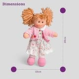 Bigjigs Toys Poppy Doll 28cm Soft Rag Doll White Floral Dress Pink Cardigan view 6