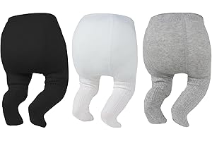 Zando 3Pack Newborn Baby Girls Tights Infant Cable Knit Winter Cotton Warm Footed Tights Leggings Stockings Pantyhose 0-4T