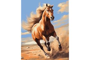 Maomaomi Paint by Numbers DIY Acrylic Painting Kit for Kids & Adults Beginner – 16" Wx20 L Colorful Horse Pattern