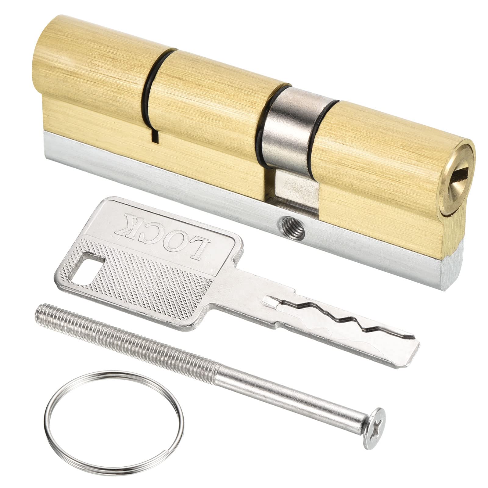 PATIKIL 32.5/57.5 (90mm Overall) European Double Lock Cylinder, Door Cylinder Lock with 8 Keys for Wooden Doors, Aluminum Doors