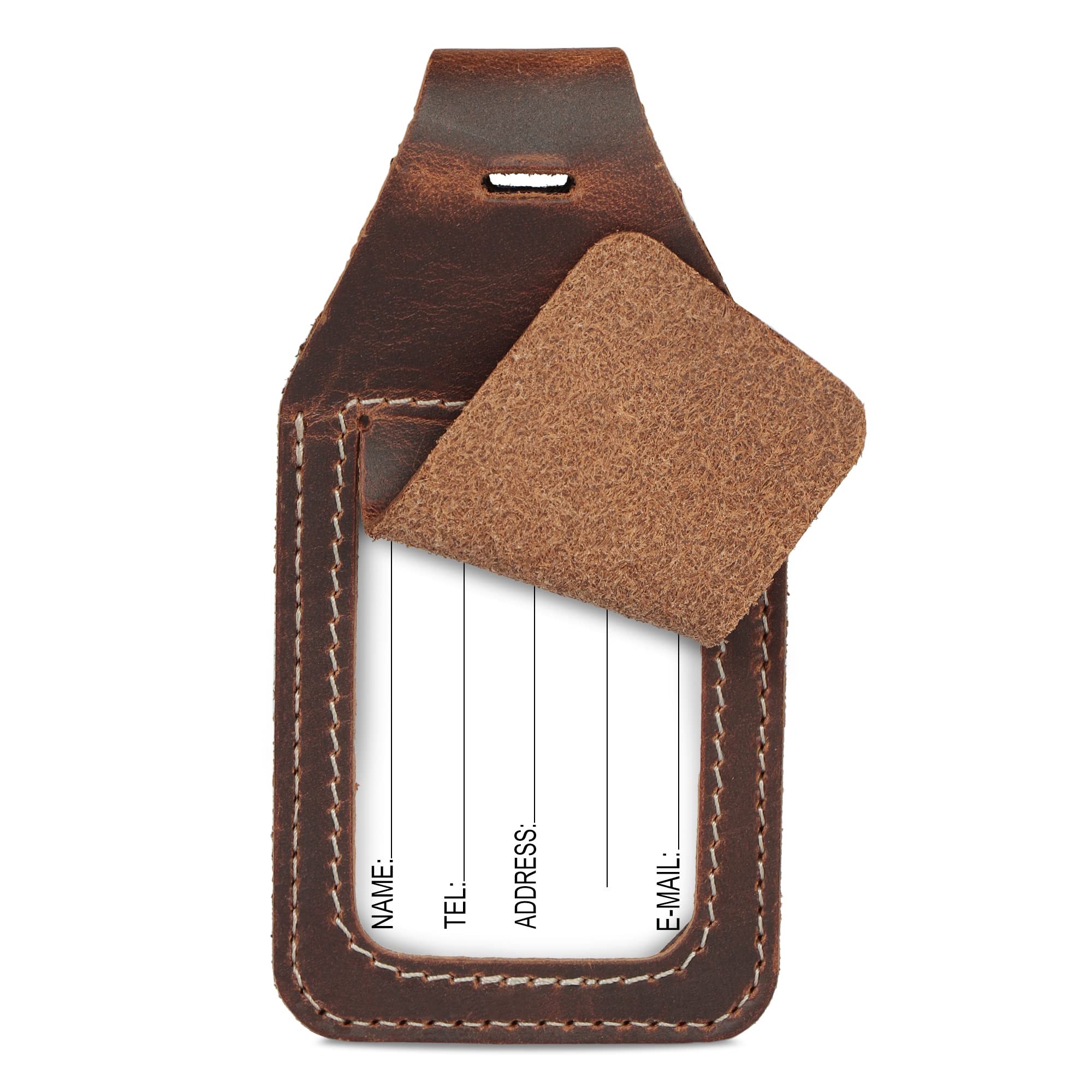 Londo Leder Luggage Tag With AirTag Holder - Leather ID Tag for Travel - Compatible with Apple AirTag