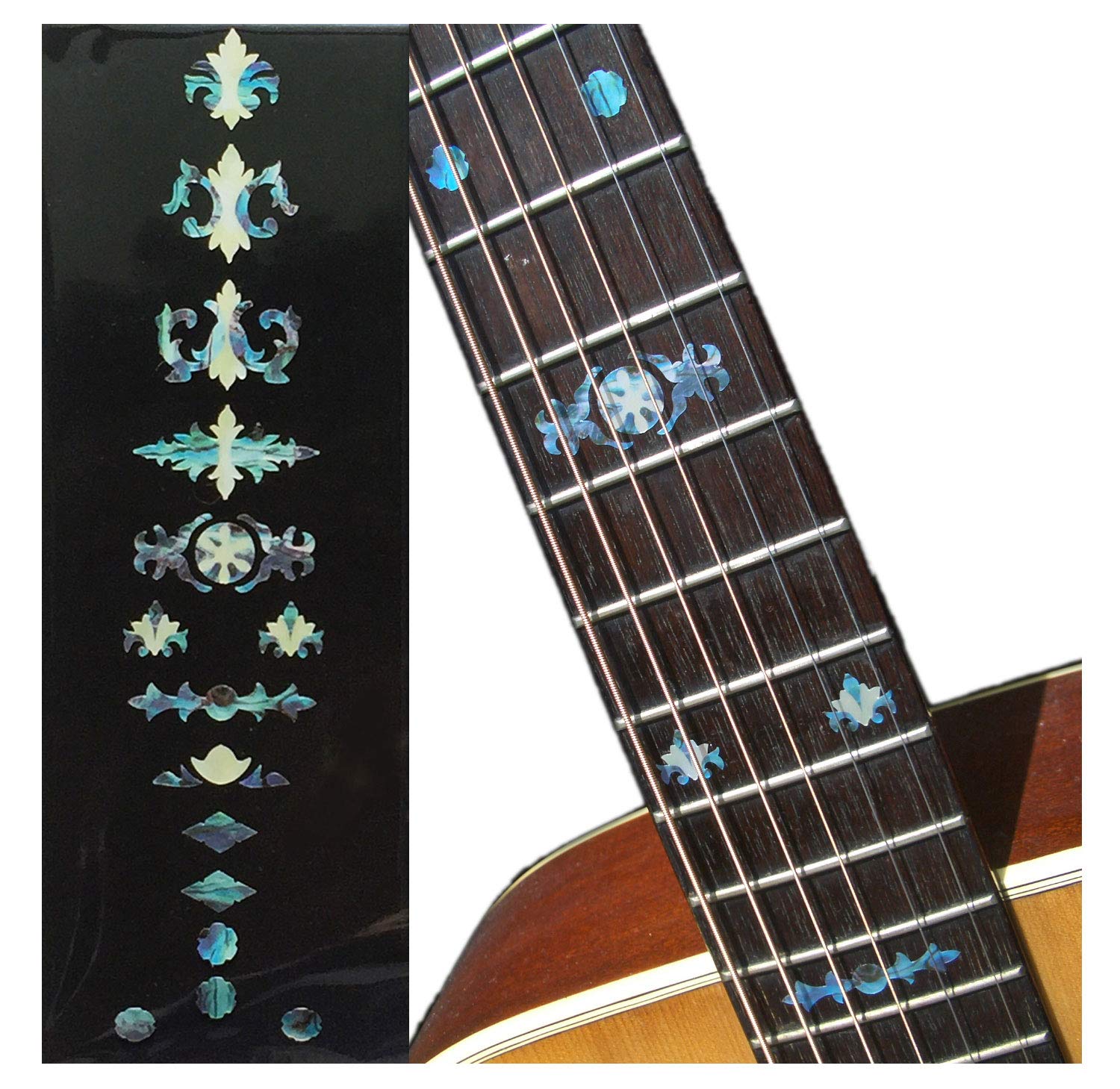Inlay Sticker Fret Markers for Guitars, Bass & Banjos - Aged Banjo Fret Markers - Abalone Blue, F-004BJ-BL