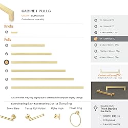 QOGRISUN 2-Pack Solid Brass Cabinet Pulls, Gold
