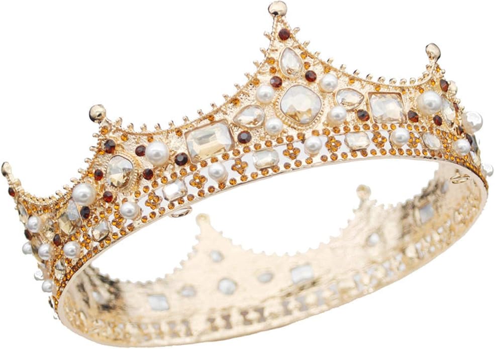 qwertyuio Tiara Corona para Mujer Moda Diadema Grande Royal Queen King