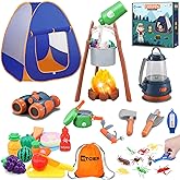 MITCIEN Kids Camping Toys Set with Tent, Camping Toys for Kids, Outdoor for Toddlers Boys Girls Age 3 4 5 6, Include Tent/Campfire/Oil Lamp/Pretend Food