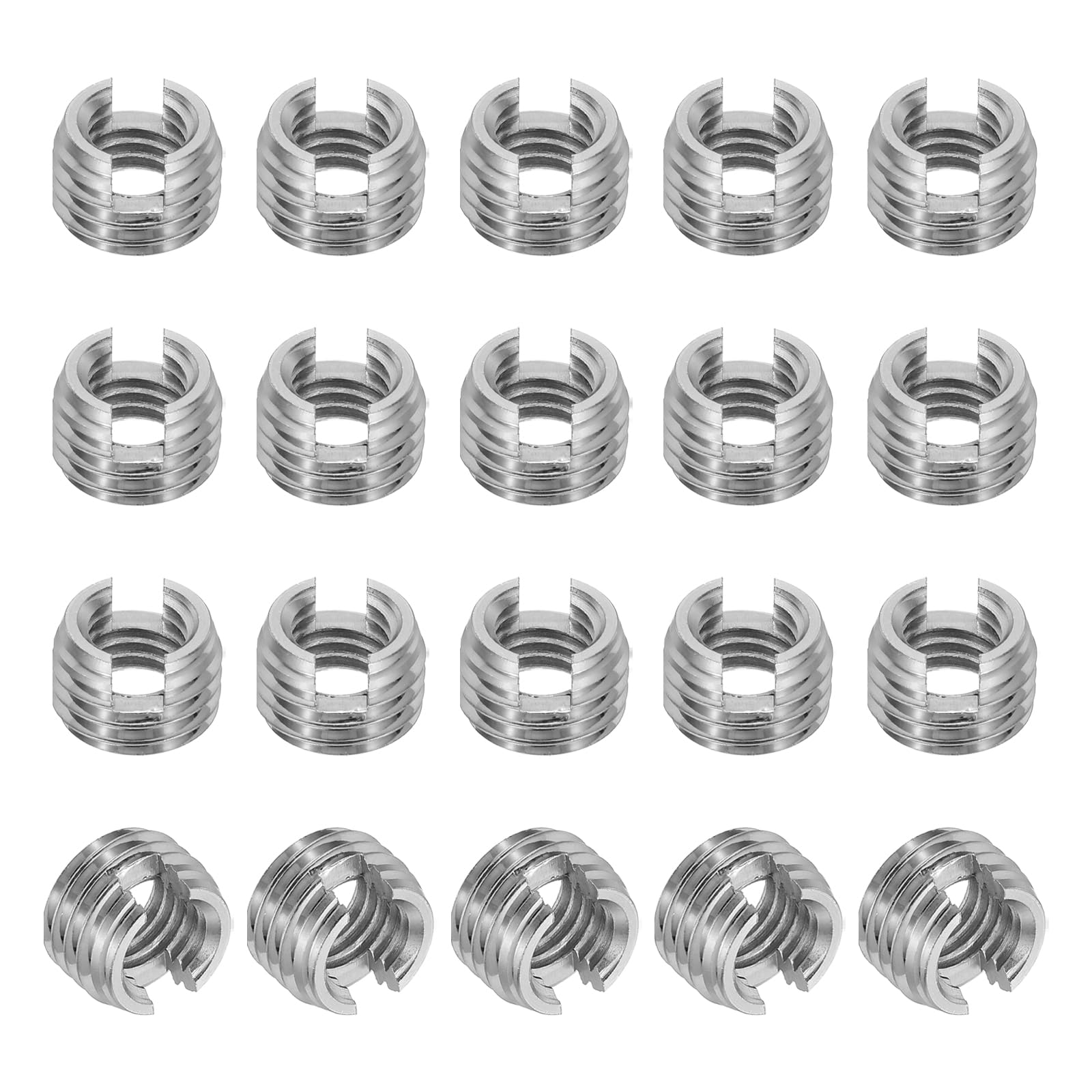 PATIKIL Self-Tapping Threaded Inserts, 20 Pcs M8 x M12 x 8mm 303 Stainless Steel Thread Adapter Reducer Slotted Screw Repair Inserts Nuts Sleeve