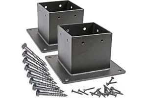 Antsky 4×4"(Actual：3.5×3.5inch) Post Stainless Steel Flange Anchor Base with Screws for Deck Railing, Black Finish (2 Pack)