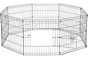 PAWS & PALS Dog Exercise Pen Pet Playpens for Small Dogs - Puppy Playpen Outdoor Back or Front Yard Fence Cage Fencing Doggie Rabbit Cats Playpens Outside Fences with Door - Metal Wire Foldable 8-Panel 30 sq Foot