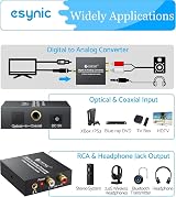 eSynic 192kHz Optical to RCA DAC Converter 3.5mm LPCM PCM Output Aluminum view 4