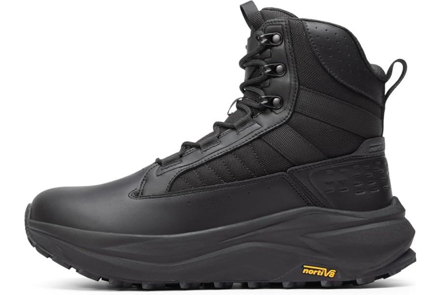 NORTIV 8 Men's Wide Toe Box Tactical Boots – Barefoot-Inspired, Side Zipper Leather Combat Boots