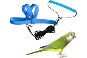 VANTRONIK VANFAVORI Adjustable Bird Harness with 80 Inch Leash, Outdoor Flying Training Rope Kit for M Size Bird Parrot Weight 120-160 Grams, Blue