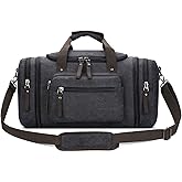 Toupons Canvas Travel Duffel Bag for Men Birthday Gifts Overnight Weekend Bag (Black)