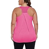 ForHailey Women's Plus Size Athletic Tank Tops Racerback Workout Flowy Tops Yoga Running Sleevelss Summer Shirts Loose