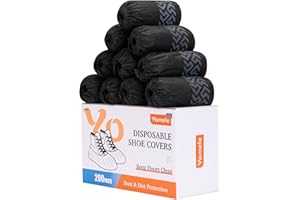 YOMEIE X-Large Shoe Covers Disposable [200-Pack] - Black Non-Woven Fabric Disposable Shoe Covers for Indoors, Fits Men's Size 13 | Durable, Slip-Resistant Boot Covers | Protect Floors, Shoes & Booties