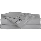Furinno Angeland Vienne 4-Piece Microfiber Bed Sheet Set, California King, Grey