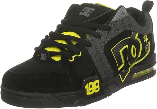 black and yellow dc shoes